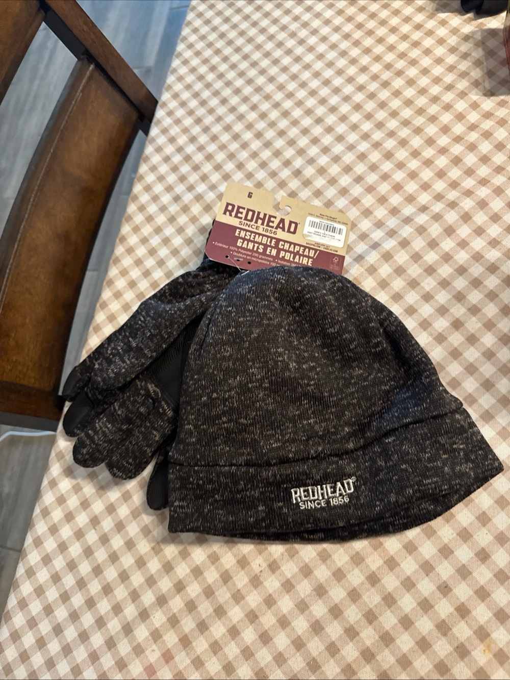 RedHead Men's Black Marled Beanie and Glove Set